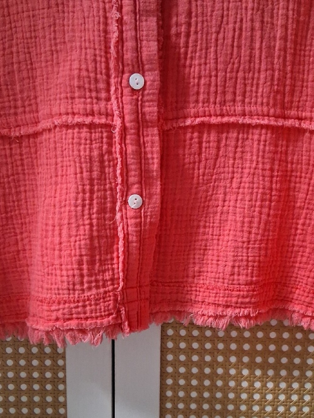 We The Free Coral-Pink Button-Down Gauze Shirt - Picture 3 of 5